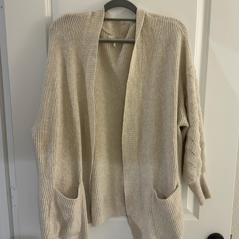Maurices cardigan open front soft plus size. Cream color